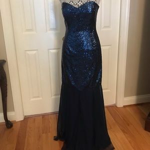 Dark blue sequin gown